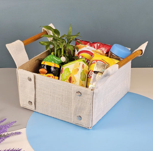 2 Pcs Multipurpose Decorative Foldable Jute Hamper Basket With Handles, DIY Box for Gift Hamper, Wedding Gifting Boxes and Decoration Purpose,Eco-Friendly Storage Basket for Gifting, Home Décor & Organizing.