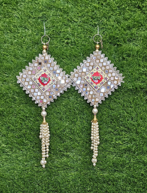 2 Pcs (1 set) Subh-Labh Wall Hangings Decoration, Door Side Décor hangings, Door Toran, Traditional Design for Home, Room, Mandir Décor Items, Pooja Décor, Diwali New Year decorative