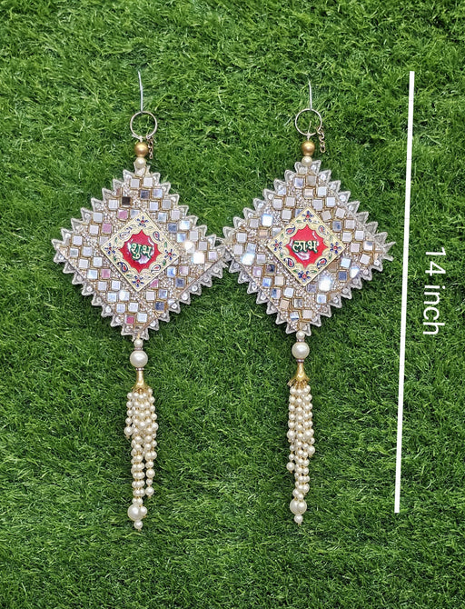 2 Pcs (1 set) Subh-Labh Wall Hangings Decoration, Door Side Décor hangings, Door Toran, Traditional Design for Home, Room, Mandir Décor Items, Pooja Décor, Diwali New Year decorative