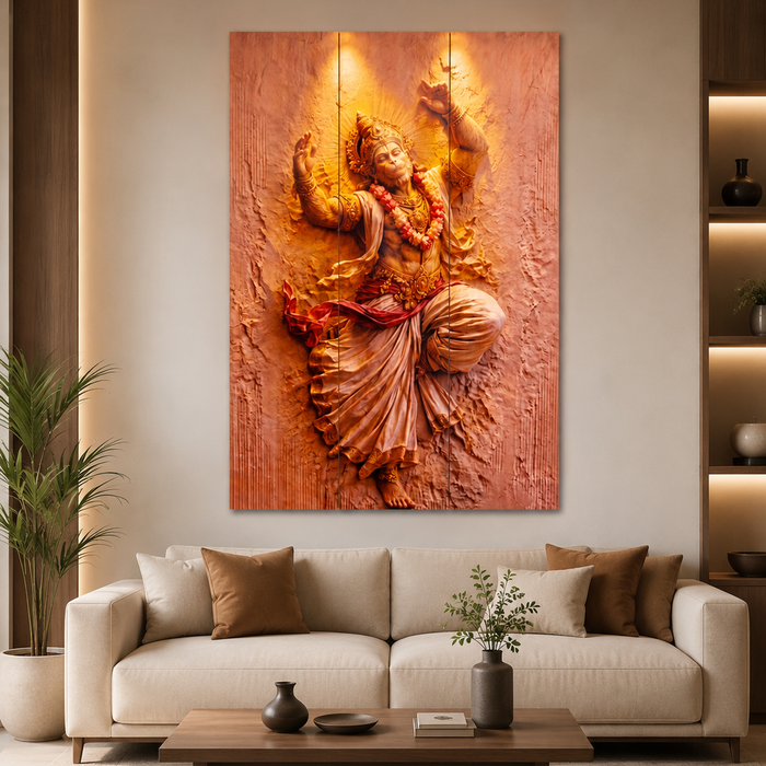 Hanumanji Backdrop for Home Décor , Janmashtami , Ganpati Decor , | MDF Foldable Wall Decor & Pooja Decoration | 3-Piece Panel