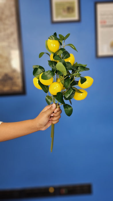 Lemon Plant Stick, Elevate Your Décor with Artificial Lemon Branches Lifelike Lemon Tree Plants for Vase Display in Home, Garden, Office, Living Room (35 cm)