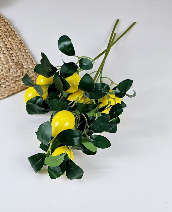 Lemon Plant Stick, Elevate Your Décor with Artificial Lemon Branches Lifelike Lemon Tree Plants for Vase Display in Home, Garden, Office, Living Room (35 cm)