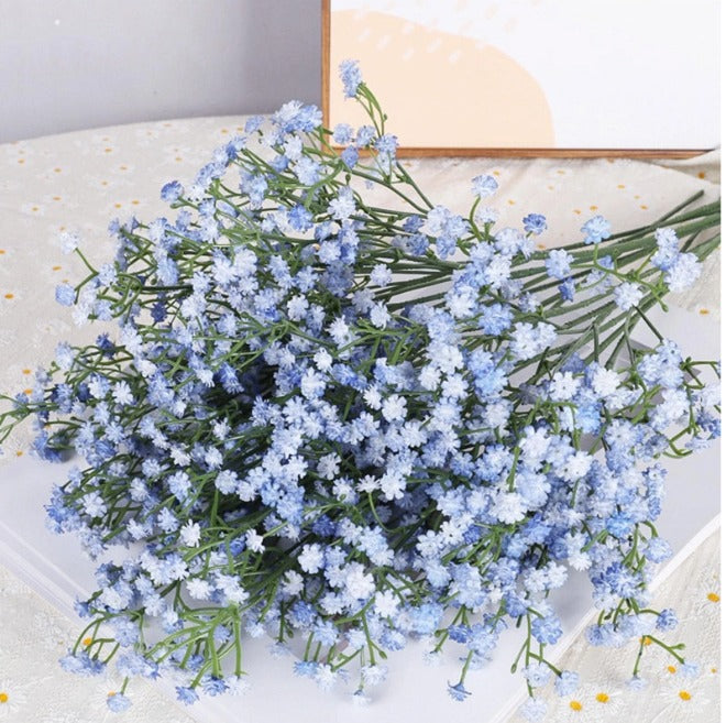 3 Pcs Babys Breath Flowers Artificial Gypsophila Bouquets Flowers Gifting, Home, Bedroom, Garden, Balcony, Office Corner, Living Room decoration and Craft (Pack Of 3) (Without Vase)