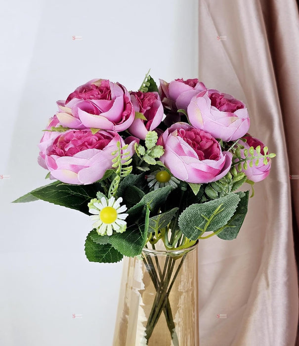 1 Pcs Artificial Bridal Piano Rose Peony Flower for Gifting,Flowers Sticks Bunch Decorative Items for Home, (without Vase Pot)(Pack of 1) (MATERIAL : Fabric)