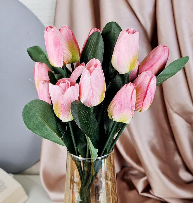 1 Bunch Artificial Tulip Lily Flower Sticks for Home Decor, Bedroom, Office, Living Room, Table Decor, Rakshabandhan Fetivals & Anniversary Decoration (without Vase Pot)