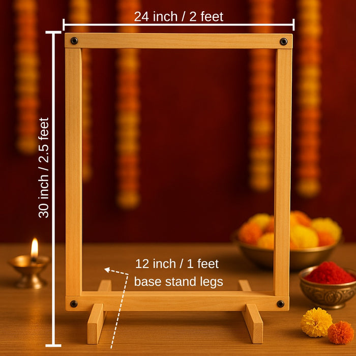 Folding Eco-Friendly Wooden Mandap Backdrop for Home Mandir, Foldable Mandap with Screw, for Diwali Puja,Laxmi Poojan pujan Mandap Decor,Office Puja,Decoration Item