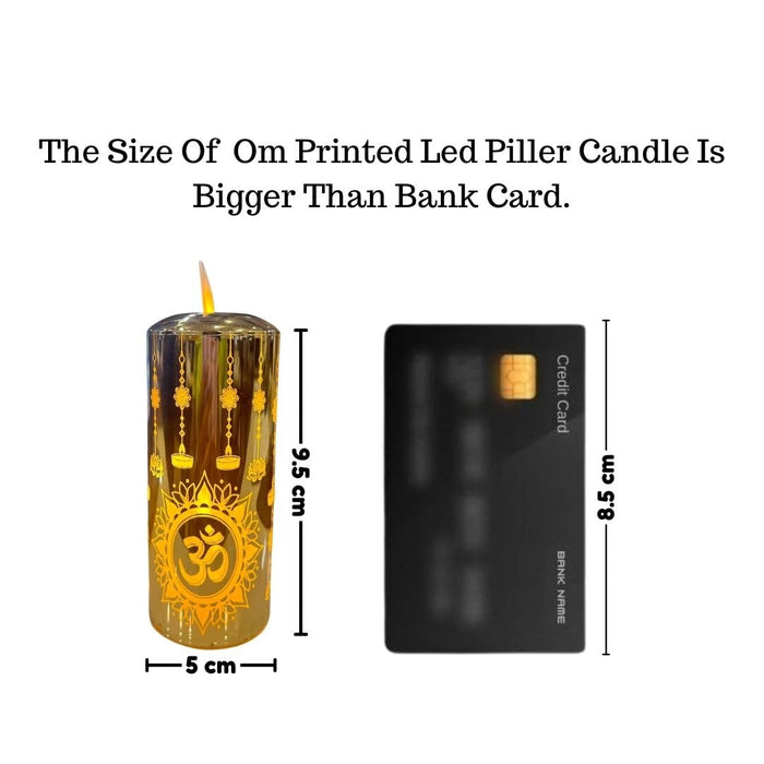 3 Pcs Om Printed Flameless Led Pillar Candle for Home Decor, Gifting, House, Light for Balcony, Room, Birthday, Diwali, Festive Decor(Pack of 3)