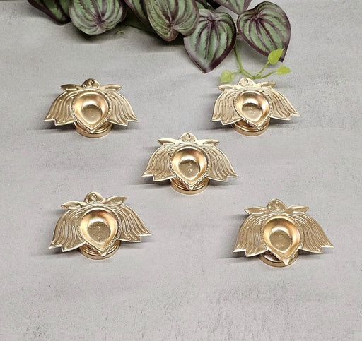 5 Pcs Decorative Gold Polish Decorative Metal Diya Candle Holder for Home Decor,Mandir Decor,Diwali Decor, Floating Flowers,Candles Diya holder, Office,Table Decor, Entrance Decoration Item (Pack of 1) (Golden)