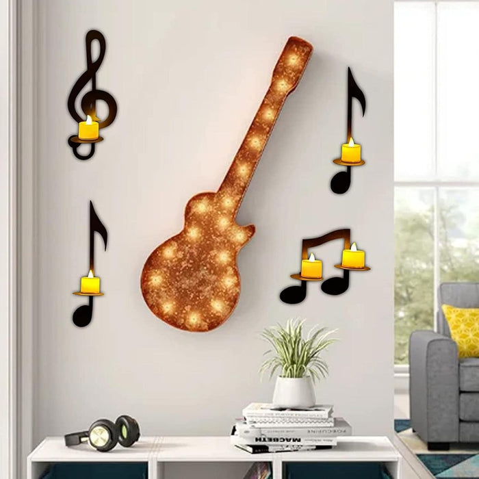 1 Set Metal Musical Note Candle Holder for Wall Decor | Iron Tealight Holder with Stand | Music Theme Home Decoration, Festive Decor, Diwali Decor, MArriage, Wedding