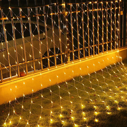 1 Pcs Net Curatin LED Lights for  backdrop ,Home Balcony Festival Events Birthday, Anniversary Decoration Janmashatami Ganeshchaturthi christmas courtyard garden(200 cm) (Yellow)