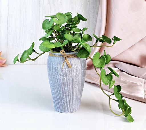 1 Pc Artificial Centella Asiatica Plant with Vase Display for Home Decor, Room, Balcony, Welcoming Decoration Item,Realistic Look for Gifting (with Vase)