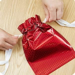 Big Size Geletin Shiny foil Paper Drawstring stylish Storage Potli pouches for Christmas Gifting, Small Jewelries, Money, Paper Notes Women Wallet, Gift Bags, return gift, Women handbag Shagun Pouch, Candy  (Red)