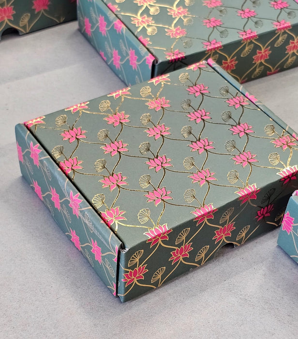 5 Pcs (7x 5.5 x 2 inch) Multipurpose Decorative Folding Paper Cardboard Box DIY Box for Gift Hamper,Diwali Gifting,Wedding gifing.