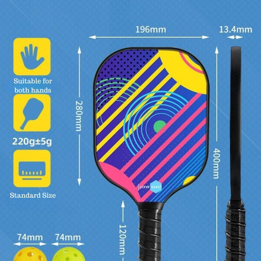 1 Pickleball Paddle Set Durable Fiberglass Surface with Cushion Comfort Handle Grip, Lightweight Outdoor Pickle Ball Game Kit for Kids & Adults (Multi = 2 Racket & 4 Balls)