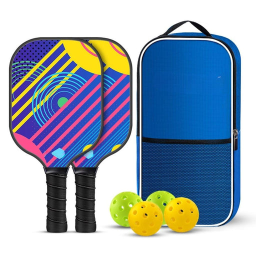 1 Pickleball Paddle Set Durable Fiberglass Surface with Cushion Comfort Handle Grip, Lightweight Outdoor Pickle Ball Game Kit for Kids & Adults (Multi = 2 Racket & 4 Balls)