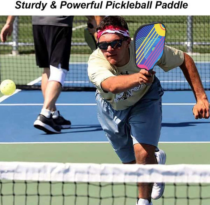 1 Pickleball Paddle Set Durable Fiberglass Surface with Cushion Comfort Handle Grip, Lightweight Outdoor Pickle Ball Game Kit for Kids & Adults (Multi = 2 Racket & 4 Balls)