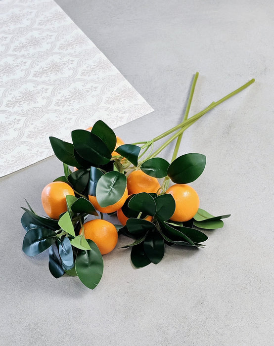 Artificial Orange Flower Stick, Artificial Flower Decoration Plant for Home Decor Item, Multi Decoration Item, (Without vase)( Pack of 3)(35 Cm)