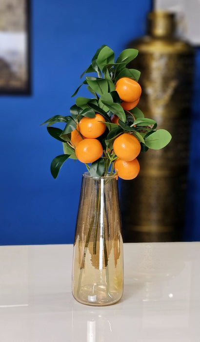 Artificial Orange Flower Stick, Artificial Flower Decoration Plant for Home Decor Item, Multi Decoration Item, (Without vase)( Pack of 3)(35 Cm)
