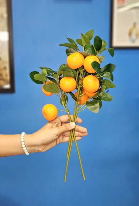 Artificial Orange Flower Stick, Artificial Flower Decoration Plant for Home Decor Item, Multi Decoration Item, (Without vase)( Pack of 3)(35 Cm)