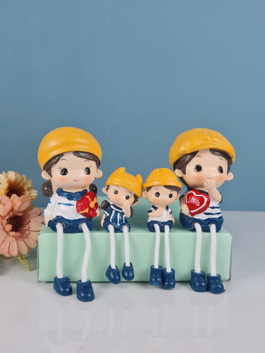 4 pcs Hanging Legs Showpiece Cute Boy and Girl, Toy Cute Couple Statue Figurines Decorative for Home Decor, Living Room, Table Decoration, Gift for Girlfriend, Boyfriend