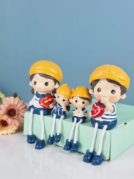 4 pcs Hanging Legs Showpiece Cute Boy and Girl, Toy Cute Couple Statue Figurines Decorative for Home Decor, Living Room, Table Decoration, Gift for Girlfriend, Boyfriend