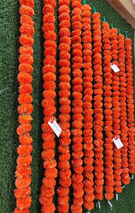 Artificial Marigold  Galgota line Flowers Garlands Orange and yellow for Decoration Artificial genda phool Flower line for Decoration Home Decor, Decor,Flower Decoration line