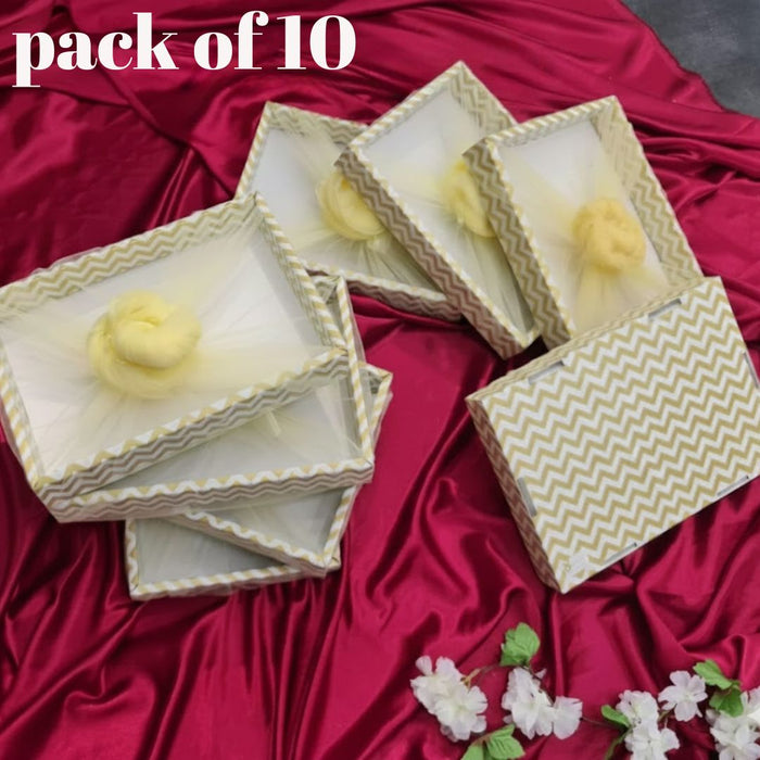Multipurpose Decorative Folding Paper Box Net Rectangle Cardboard Box with Net DIY Tray for Gift Hamper, Gifting (Cardboard Folding Paper Box),Room Hamper,Wedding Hamper