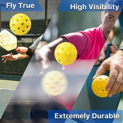 6 Pcs Pickleball ( Only Balls) Set – Lightweight 74mm 40 Holes 26g Plastic Wiffle hole Balls for Indoor & Outdoor Play, Pickleball Gear with Black Mesh Bag for Players & Couples, game (Yellow)(6)