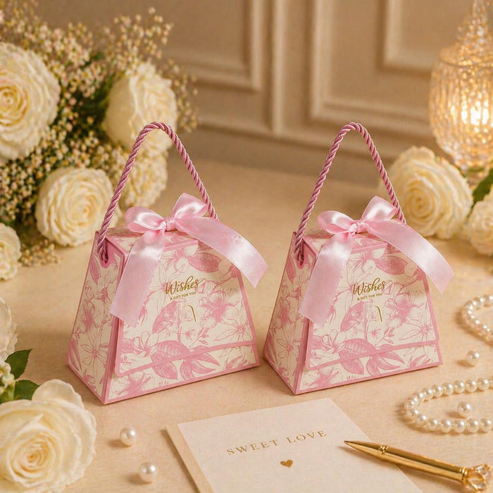 Luxury Floral Gift Box with Handle (13 x 6 x 11 cm) | Premium Chocolate & Dry Fruit Packaging Box | Return Gift Hamper Box | Available in 4 Colors