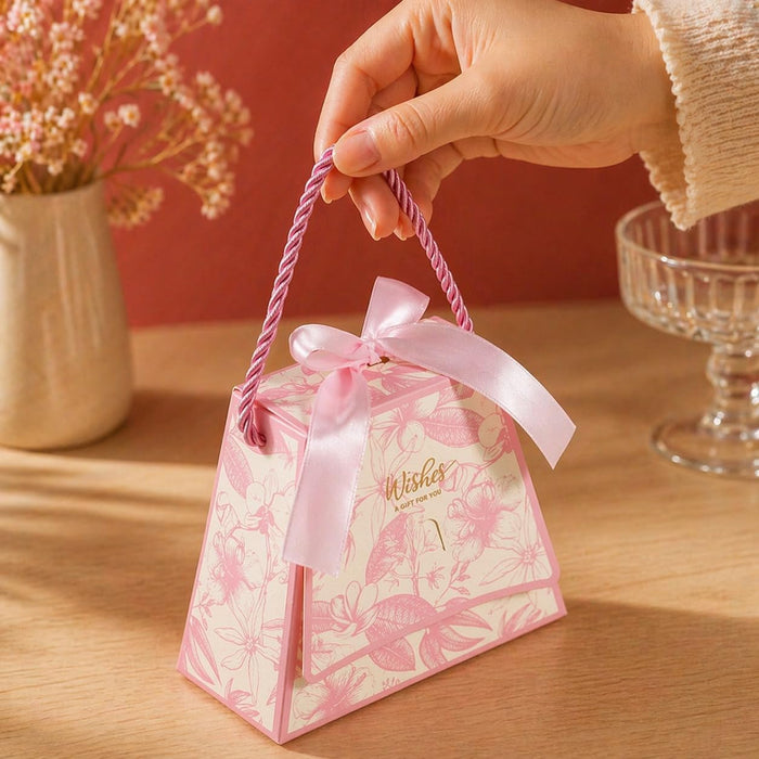 Luxury Floral Gift Box with Handle (13 x 6 x 11 cm) | Premium Chocolate & Dry Fruit Packaging Box | Return Gift Hamper Box | Available in 4 Colors