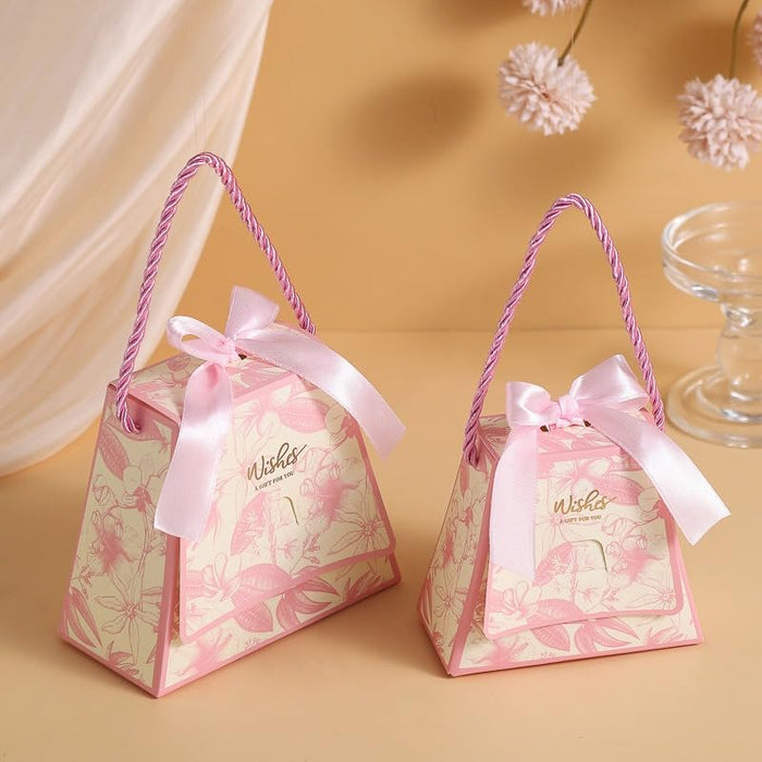 Luxury Floral Gift Box with Handle (13 x 6 x 11 cm) | Premium Chocolate & Dry Fruit Packaging Box | Return Gift Hamper Box | Available in 4 Colors
