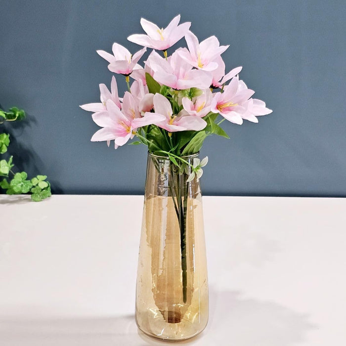 1 Pc Artificial Rain Lily Flower for Gifting, Home Decor, Office, Bedroom, Balcony, Living Room, Restaurant, Event Decoration (Light Pink)