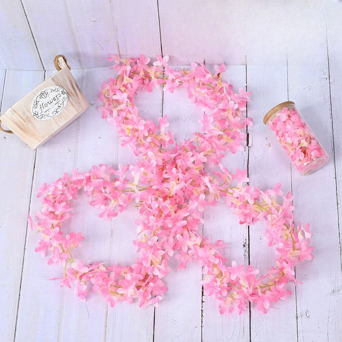 3 Lines (Small petals) Artificial Ixora Flower Garlands, Wall Hanging decorative String Lines items for Anniversary Decoration, Home Decor, Pooja, Diwali Functions Decor (Pack of 1)