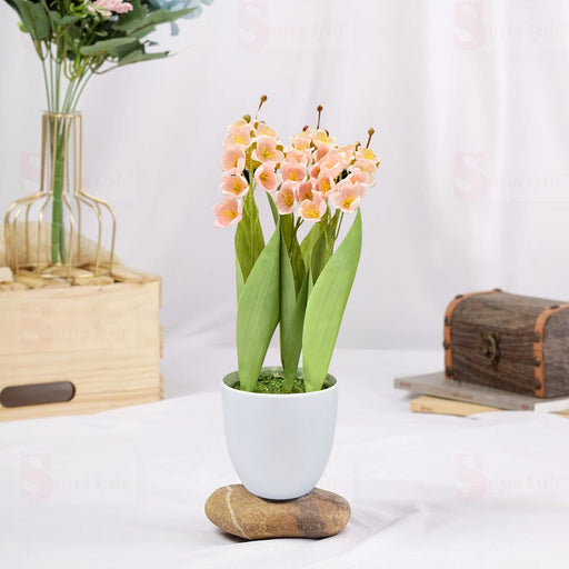 Lily of the Valley Artificial Plant with Pot, Artificial Flower Decoration Plant succulent for Home Decor Item, Office, Bedroom, Living Room, Shop Decoration Items