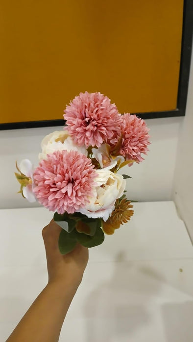 1 Bunch Artificial Dahlia Peony Flowers for Home Decor, Gifting, Office, Living Room, Bedroom, Event,Birthday,(without Vase Pot)