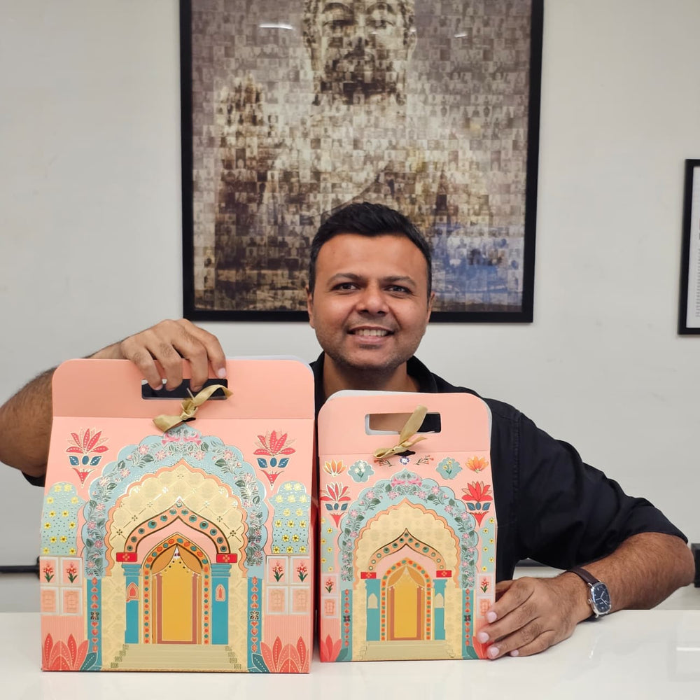 Affordable peach Rajwadi hamper Multipurpose Decorative Folding Paper Cardboard Box DIY Box for Gift Hamper, Diwali Gifting, Wedding gifing
