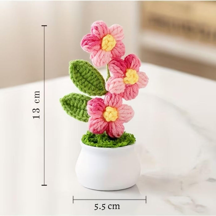 Artificial Crochet Flower Bouquet/Artificial Flowers head /Crochet Flowers Bouquet/Crochet Flowers/Flowers Bouquet Gift for Girls Home Decor, Gifting (13.5 cm height)