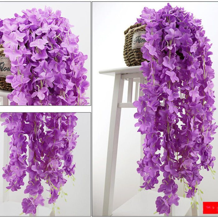 6 Lines Single Layer Petals Artificial Wisteria Flower Line Garlands, Wall Hanging decorative String Lines items for Anniversary Decoration, Home Decor, Pooja, Diwali Functions (Pack of 1)