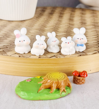 Rabbits Miniature Set for Home, Bedroom, Living Room, Office, Restaurant Decor, Figurines and Valentine Decoration Items, (Resin) (Multicolor)