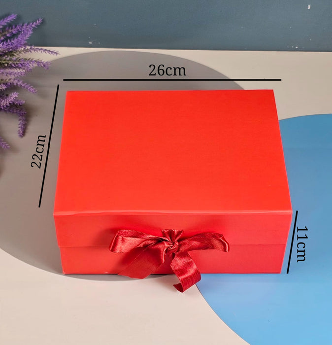 5 Pcs (26 x 21 x 11 cm) Multipurpose Decorative Folding Paper Cardboard Box with satin ribbon,DIY Box for Gift Hamper,Valentine Gifting,Wedding gifing.