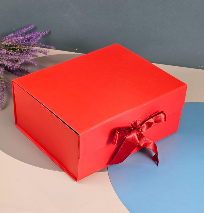 5 Pcs (26 x 21 x 11 cm) Multipurpose Decorative Folding Paper Cardboard Box with satin ribbon,DIY Box for Gift Hamper,Valentine Gifting,Wedding gifing.