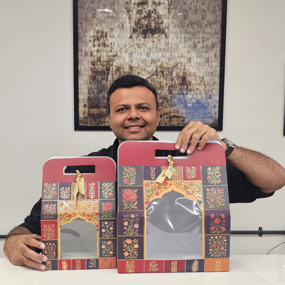 Maroon Rajwadi Gift Hamper Box with Window cardboard  | Premium Return Gift & Hamper Packaging Box |