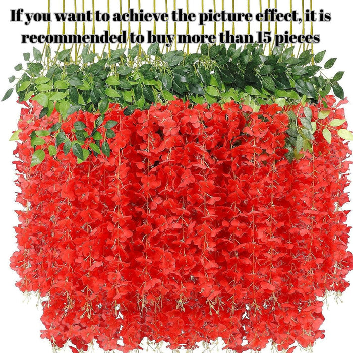 (43.2 inch) Artificial Wisteria Vine Ratta Fake Wisteria Hanging Garland Silk Long Hanging Bush Flowers String for Home Decor,Diwali Decor,Valentine's Day Decoration
