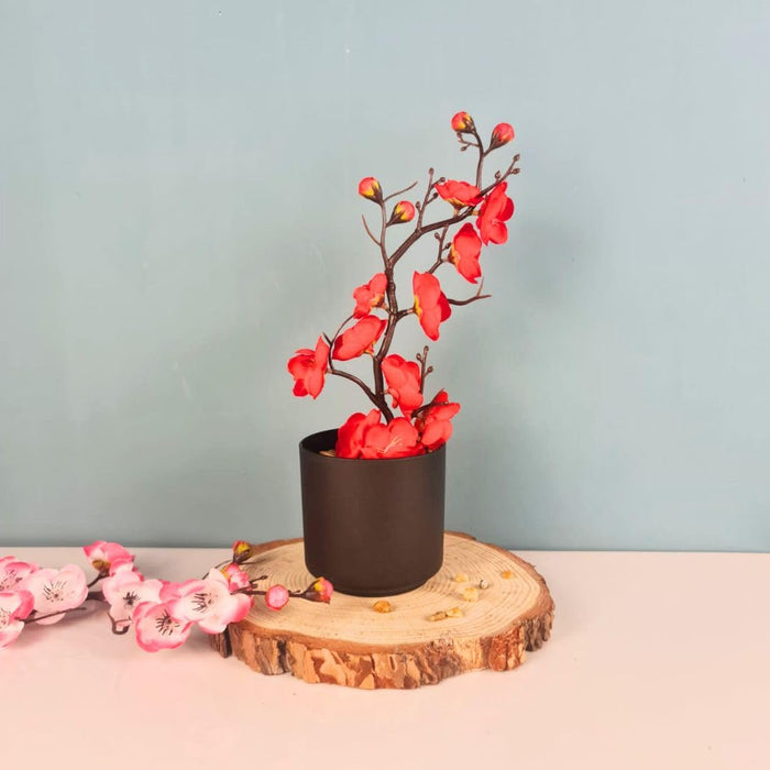 1 Pc Artificial Blossom Flower Stick with Plastic Pot Flower Pot for Home Decor, Living Room, Gifting, Table Top, Showpiece, Balcony, Raksha Bandhan Gifting(Pack of 1)(with Pot)