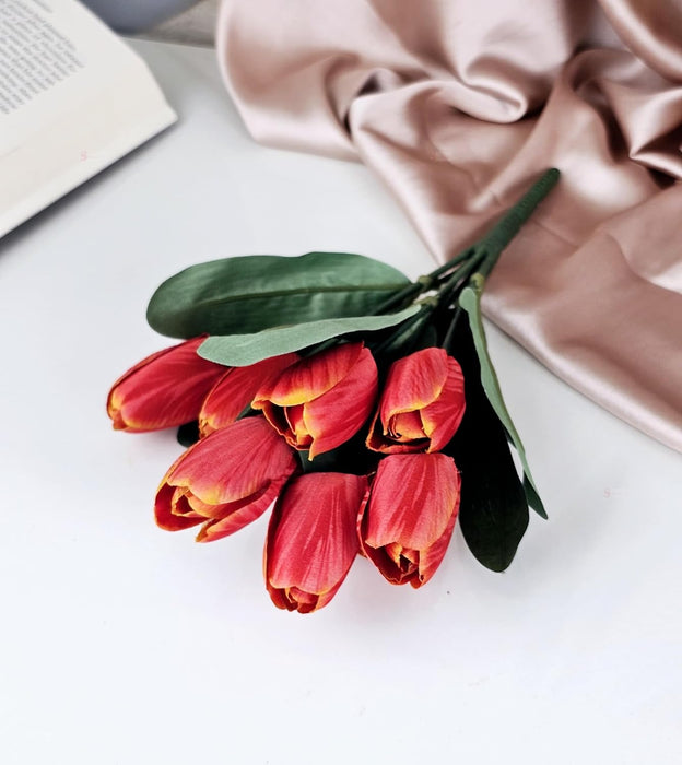 1 Bunch Artificial Tulip Lily Flower Sticks for Home Decor, Bedroom, Office, Living Room, Table Decor, Rakshabandhan Fetivals & Anniversary Decoration (without Vase Pot)