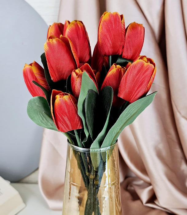 1 Bunch Artificial Tulip Lily Flower Sticks for Home Decor, Bedroom, Office, Living Room, Table Decor, Rakshabandhan Fetivals & Anniversary Decoration (without Vase Pot)