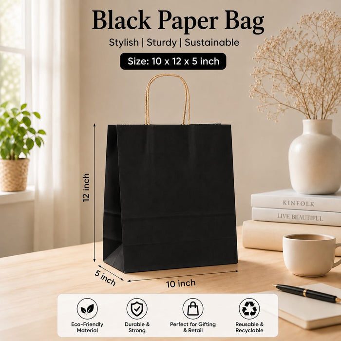 Premium Paper Gift Bag with Handle | Return Gift, Shopping & Packaging Bag | Available in Red, White, Black, Green & Brown