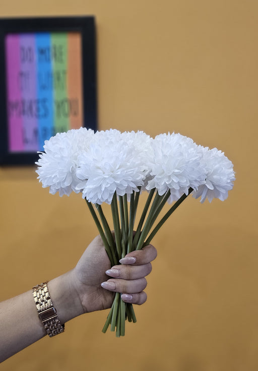 Artificial Chrysanthemum Ball Hydrangea Flower Stick for Home, Office, Bedroom, Balcony, Living Room Decoration and Craft (Without Vase Pot)