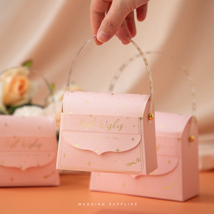 Decorative Folding Storage Box/ Purse style for Return Gift, Birthday, Valentine's Day - Boxes, Perfect for Packing Chocolate, Dry Fruits, and Invitations (Peach/Pink)