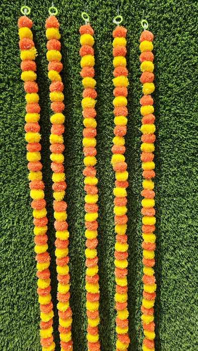 Artificial Genda Phool Garland – Ganga Jamna Galgota Marigold Mala, 60 Inch